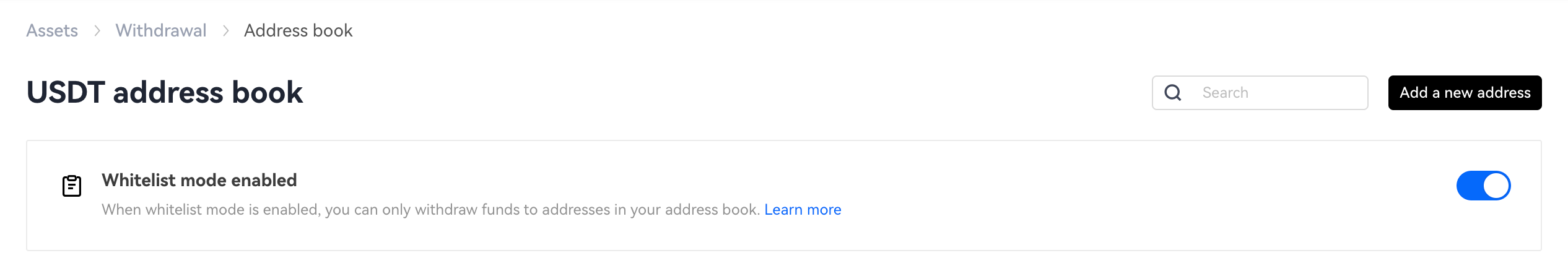 OKX authorized withdraw address